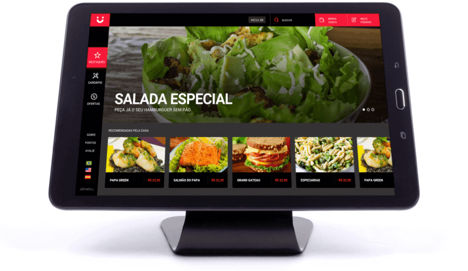 Cardápio digital no tablet para restaurantes Abrahão